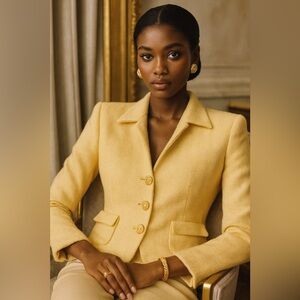 Valentino Miss V Yellow Herringbone Blazer Spring Summer Coat